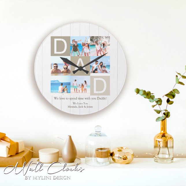 Custom Rustic Father's Day Photo Wall Clock (Creator Uploaded)