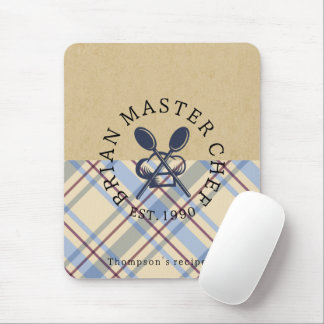 Custom rustic kraft paper and tartan farmhouse mouse pad