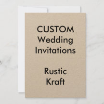 Custom RUSTIC KRAFT Wedding Invitations 5"x7"