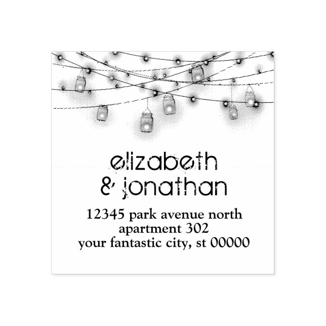 Custom Rustic Mason Jars Wedding Return Address Rubber Stamp (Imprint)