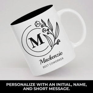 Custom Rustic Monogram Mum Coworker Bridesmaid Two-Tone Coffee Mug