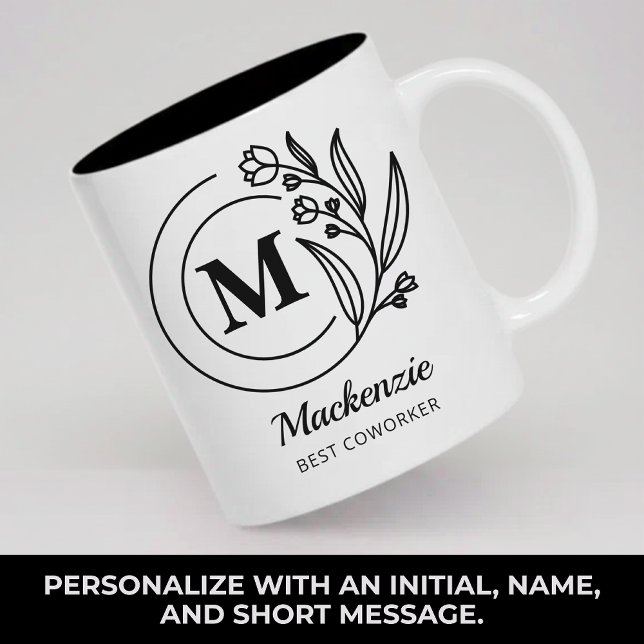 Custom Rustic Monogram Mum Coworker Bridesmaid Two-Tone Coffee Mug (Personalized Monogram Mug Gift for Mom Grandma Teacher Lawyer Boss Coworkers or Bridesmaid )