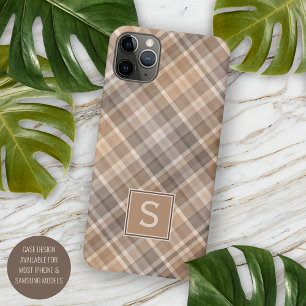 Custom Rustic Neutral Beige Plaid Gingham Pattern iPhone 11Pro Max Case