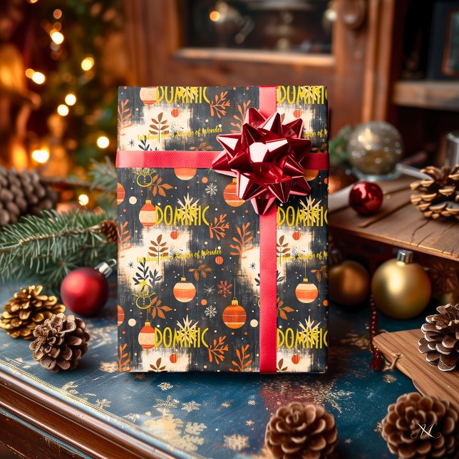 Custom Rustic Ornaments and Foliage Christmas Wrapping Paper (Creator Uploaded)
