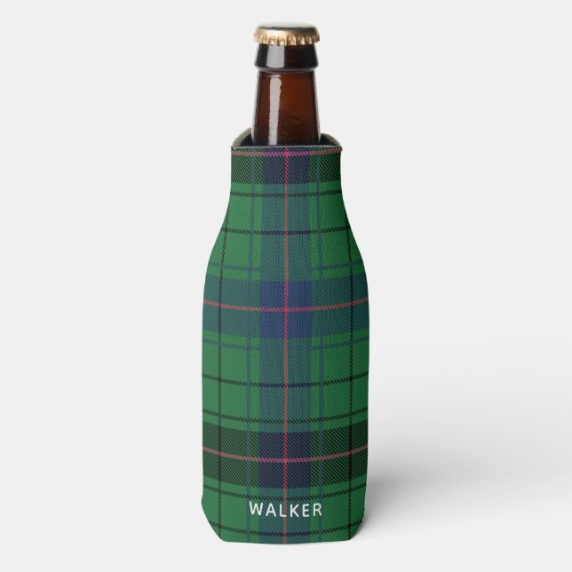 Custom Rustic Plaid Davidson Tartan Bottle Cooler (Bottle Front)