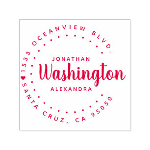 Custom Rustic Red Couple's Names Return Address Self-inking Stamp