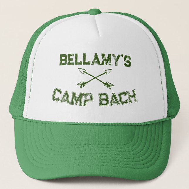 Custom Rustic Retro Camp Bach Arrows Green  Trucker Hat (Front)