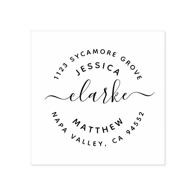 Custom Rustic Script Wedding Return Address Rubber Stamp (Imprint)