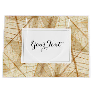 Custom Rustic Sheer Lace Leaves Large Gift Bag