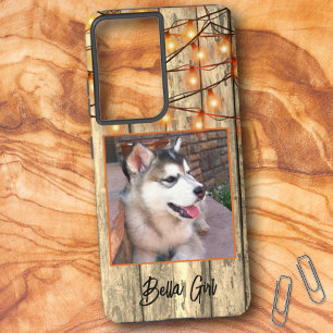 Custom Rustic Square Photo Alaskan Malamute Puppy Samsung Galaxy Case