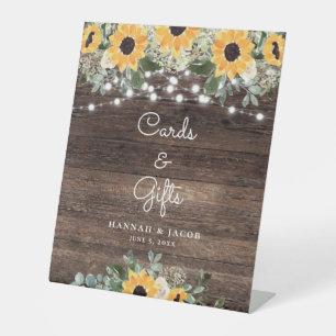 Custom Rustic Sunflower Wedding Cards & Gifts Pedestal Sign