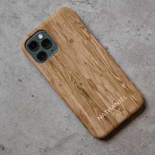 Custom Rustic Tan Brown Coloured Faux Woodgrain iPhone 11 Pro Case