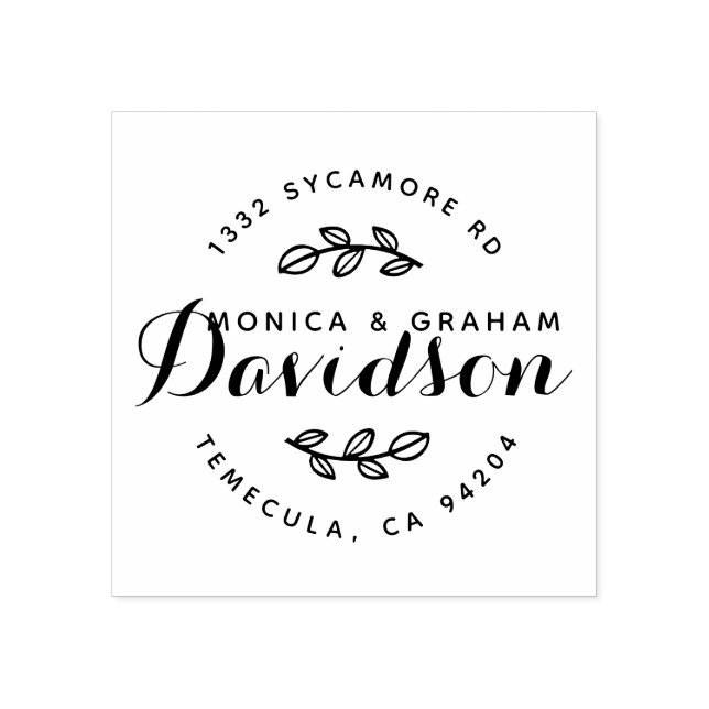 Custom Rustic Typography | Just Married Address Rubber Stamp (Imprint)