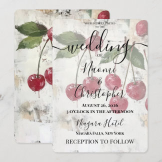 Custom Rustic Vintage Cherries Wedding Invitation