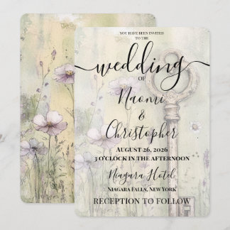Custom Rustic Vintage Key Wedding Invitation