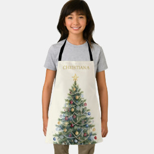 Custom Rustic Watercolor Christmas Tree  Apron