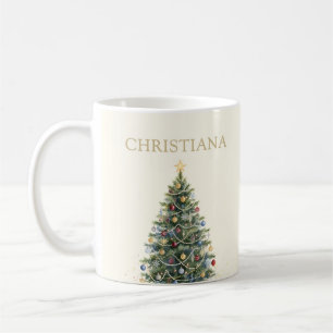 Custom Rustic Watercolor Christmas Xmas Holidays Coffee Mug