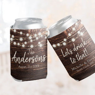 Custom Rustic Wedding Party Favour Barn Wood Light Can Cooler