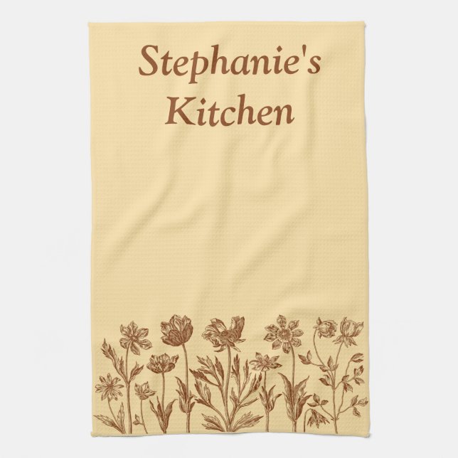 Custom Rustic Wildflower Personalized  Tea Towel (Vertical)