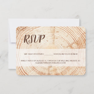 Custom Rustic wood grain script wedding RSVP  Card