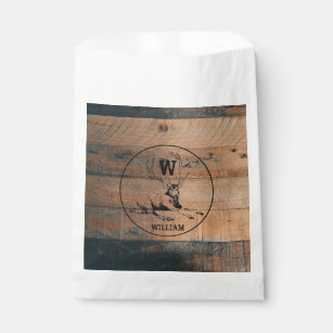 Custom Rustic Wood Texture & Deer Monogram Favour Bag