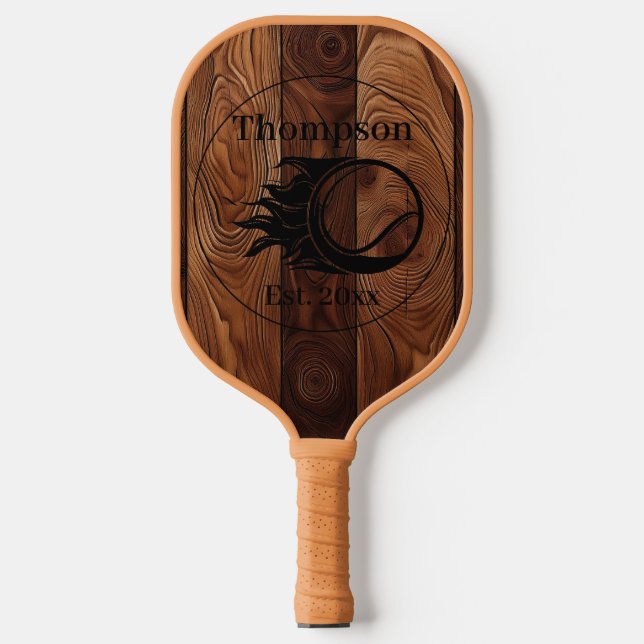 Custom Rustic Wood Texture Pickleball Paddle (Front)