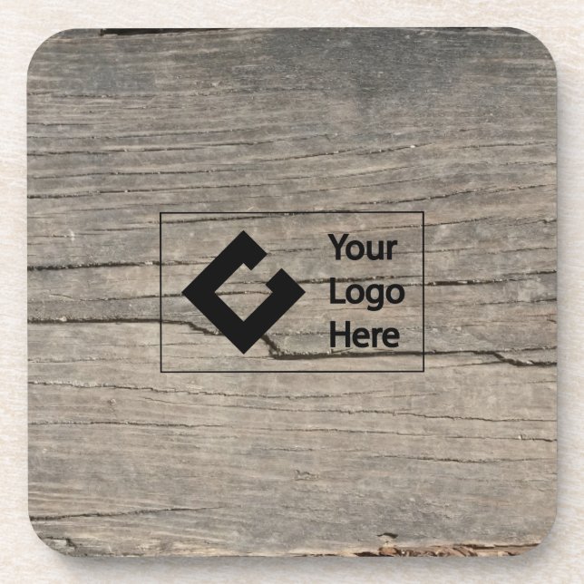 Custom Rustic Wood with Logo Coaster (Front)