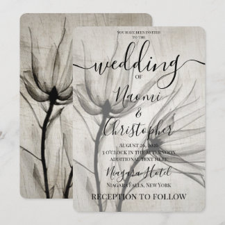 Custom Rustic X-Ray Sepia Flowers Wedding Invitation