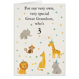 Custom Safari Animal Kids Age Photo Birthday Card 