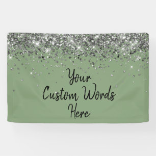 Custom Sage and Silver Birthday Party Photo Booth Banner