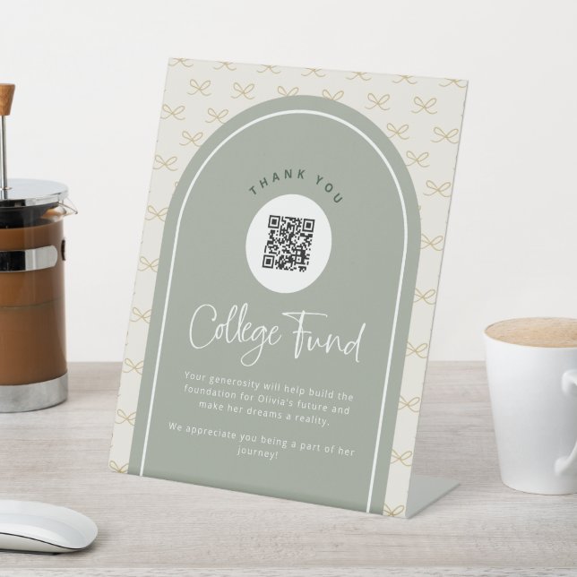 Custom Sage College Fund QR Code Pedestal Sign (In SItu)