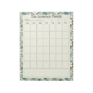 Custom Sage Floral Monthly Calendar Notepad