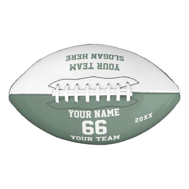 Custom sage Football with Name, Number, Team (Front)