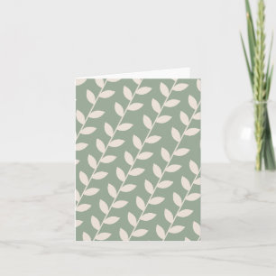 Custom Sage Green 70s Retro Leaf Pattern Card