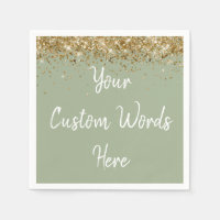 Custom Sage Green and Gold Glitter Birthday Party