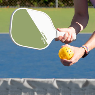 Custom Sage Green and White Pickleball Paddle