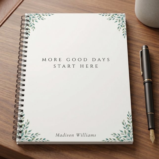 Custom Sage Green Botanical Self Care Quote Trendy Notebook (custom_sage_green_botanical_self_care_quote_trendy_notebook)