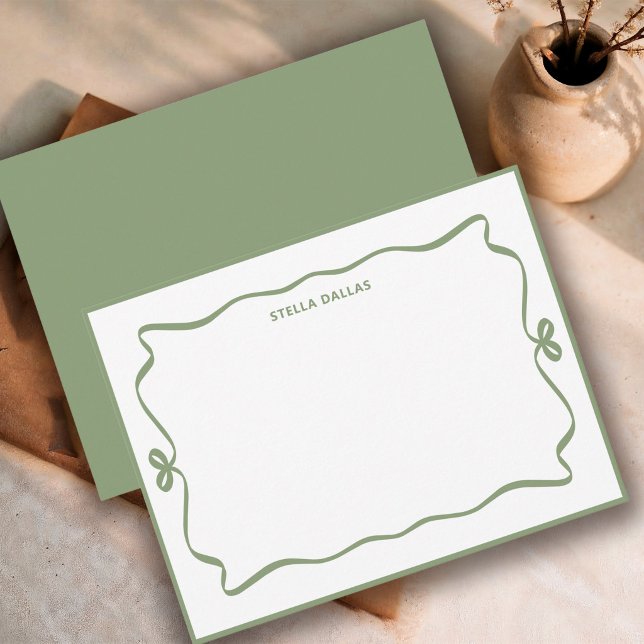Custom Sage Green Doodle Frame Minimal Personal Card (Creator Uploaded)