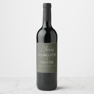 Custom Sage Green Elegant Wedding Wine Bottle Tags Label