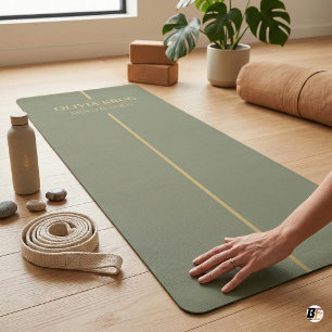 Custom Sage Green & Gold Minimalist Blocks, & Bott Yoga Mat