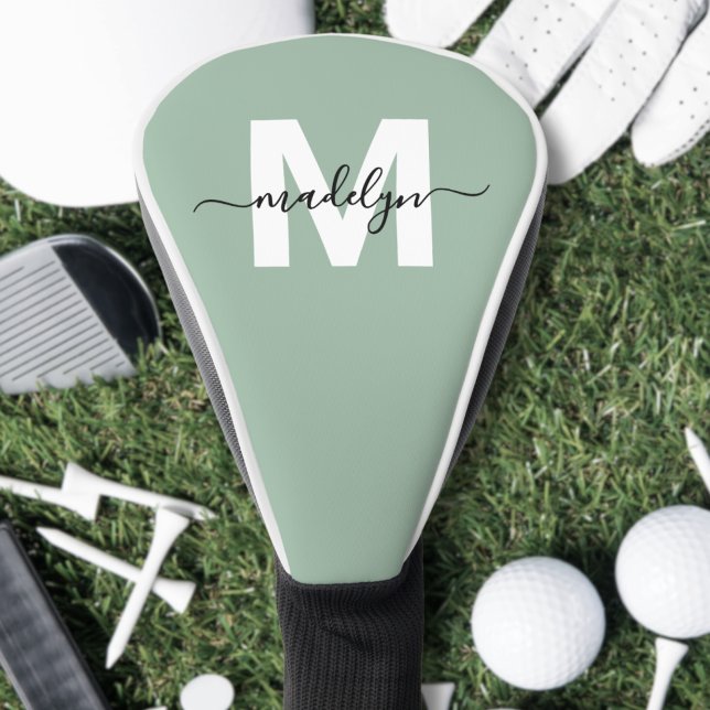 Custom Sage Green Initial Name Monogram Golf Head Cover (Custom Sage Green Initial Name Monogram Golf Head Cover)