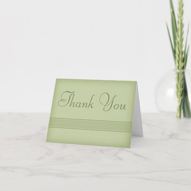 Custom Sage Green Irish Celtic Knot Thank You Card (Front)