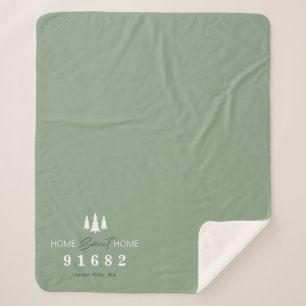 Custom Sage Home Sweet Home Zip Code Sherpa Blanket