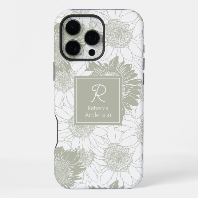 Custom Sage Sunflower iPhone Case (Back)