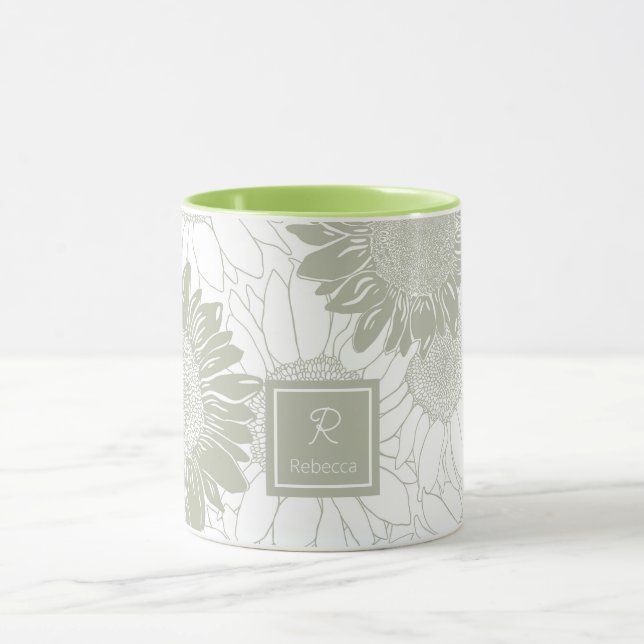 Custom Sage Sunflowers Mug (Center)