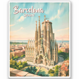 Custom Sagrada Familia Barcelona Travel Watercolor