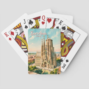 Custom Sagrada Familia Barcelona Travel Watercolor Playing Cards