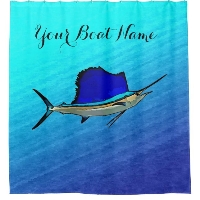 Custom Sailfish Shower Curtain (Front)