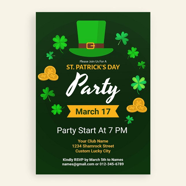 Custom Saint Patrick's Day Irish Themed Party Invitation (Creator Uploaded)