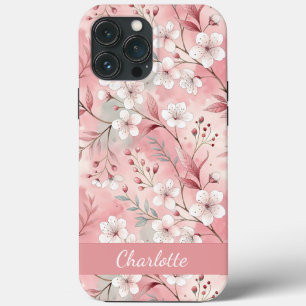 Custom Sakura Flower Pattern Pink iPhone 13 Pro Max Case